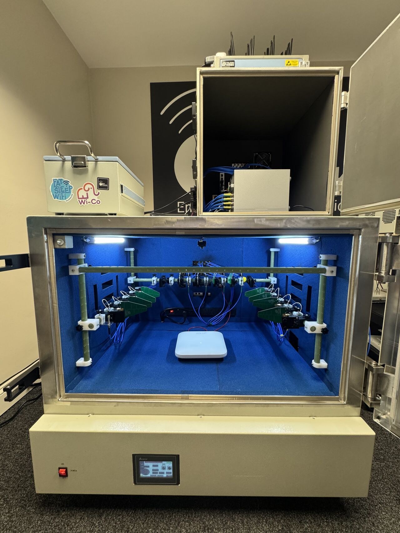 TR-398 Wi-Fi AP benchmarking test setup — RF isolation chamber